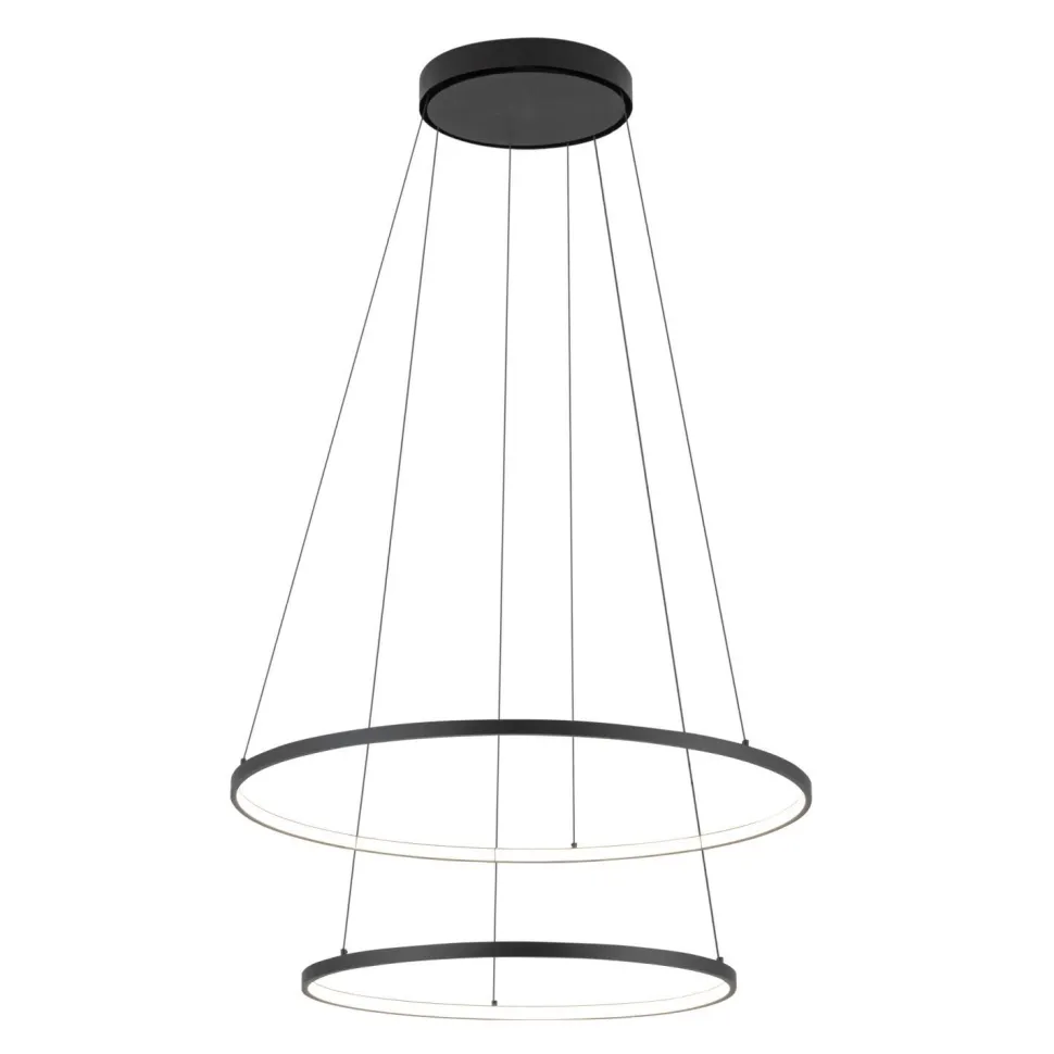 LED Hängeleuchte rund 2 Ringe Ø 60 cm + Ø 45 cm Schwarz 3000 K