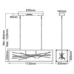 LED Hängeleuchte Schwarz Gold 113 cm lang 3000 K verstellbar