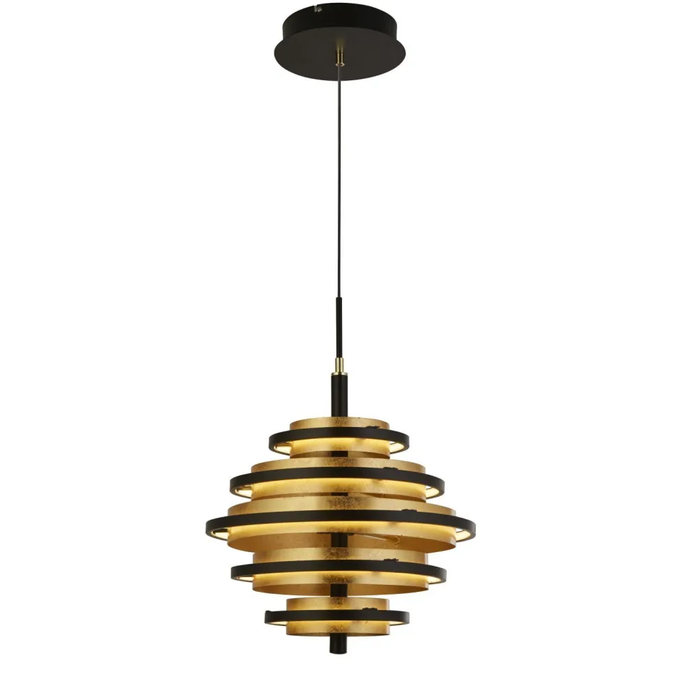 LED Hängeleuchte Schwarz Gold 2700 K rund Ø 40 cm Metall