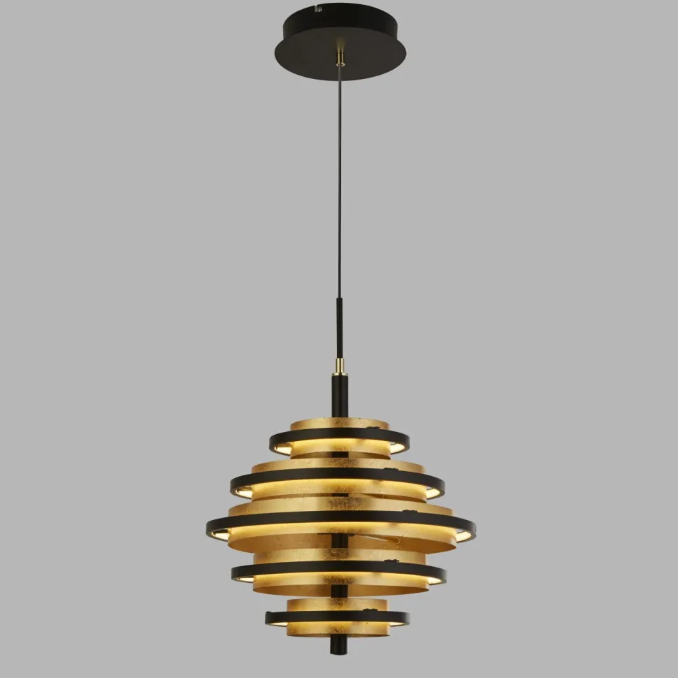 LED Hängeleuchte Schwarz Gold 2700 K rund Ø 40 cm Metall