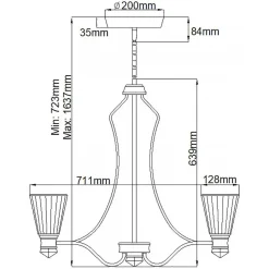 LED Kronleuchter Glas Metall IP44 B: 71,1 cm Bad Wohnzimmer