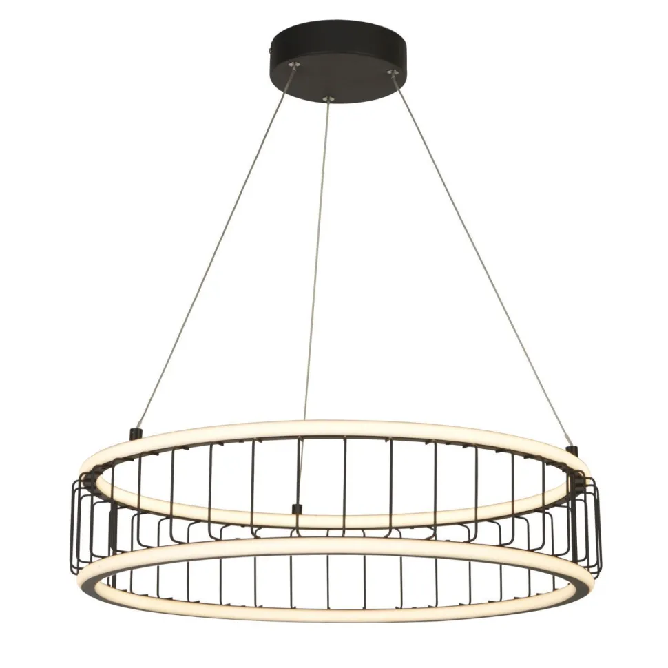 LED Kronleuchter Rind Schwarz Weiß D: 57,5 cm Metall 3000 K