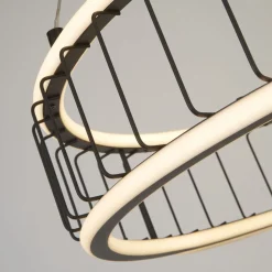 LED Kronleuchter Rind Schwarz Weiß D: 57,5 cm Metall 3000 K