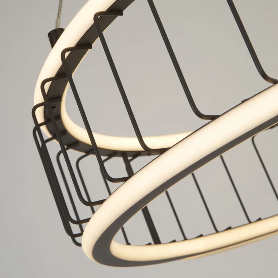 LED Kronleuchter Rind Schwarz Weiß D: 57,5 cm Metall 3000 K