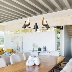 LED Kronleuchter Schwarz Gold Weiß Ø 91,4 cm verstellbare Höhe