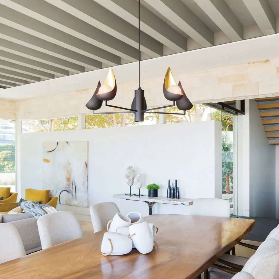 LED Kronleuchter Schwarz Gold Weiß Ø 91,4 cm verstellbare Höhe