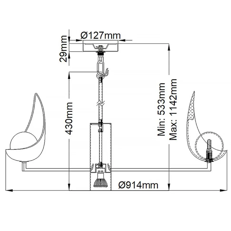 LED Kronleuchter Schwarz Gold Weiß Ø 91,4 cm verstellbare Höhe