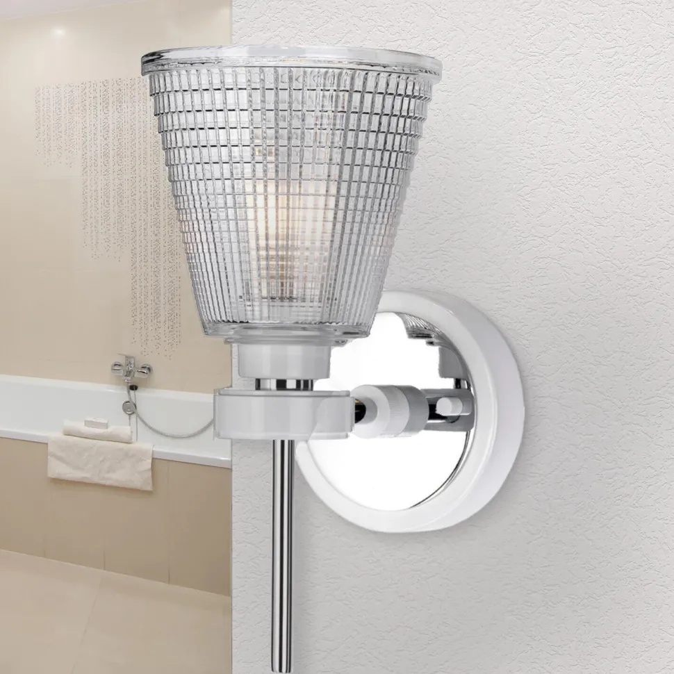 LED Lampe Badezimmer Glas IP44 Chrom Weiß verstellbar