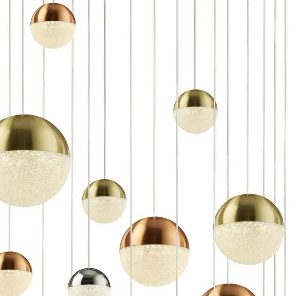 LED Pendelleuchte Ø 97 cm in Chrom Kupfer Messing Retro