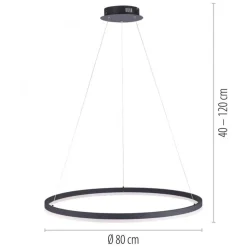 LED Pendelleuchte Anthrazit dimmbar 3000 K Ø80 cm Ring