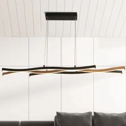 LED Pendelleuchte dimmbar Schwarz Metall 108 cm Wellen