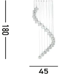 LED Pendelleuchte Glas Metall B:45 cm 3 W 20-flammig
