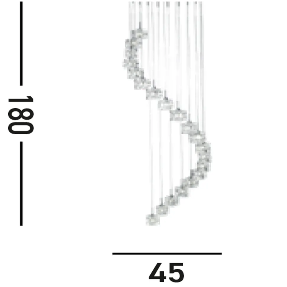 LED Pendelleuchte Glas Metall B:45 cm 3 W 20-flammig