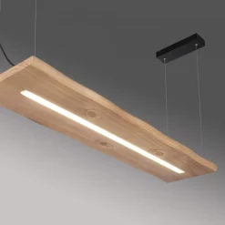 LED Pendelleuchte Holz Fernbedienung L:120 cm dimmbar
