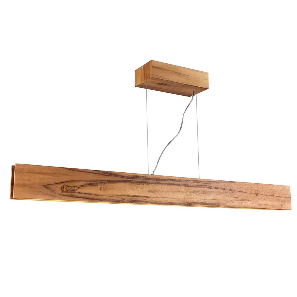 LED Pendelleuchte Holz Furnier Teak 3000 K 127 cm lang