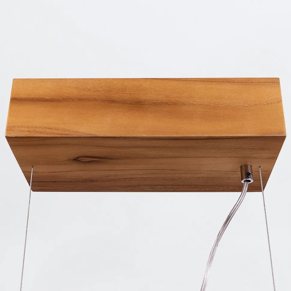 LED Pendelleuchte Holz Furnier Teak 3000 K 127 cm lang