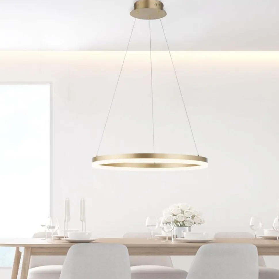 LED Pendelleuchte in Messing dimmbar 3000 K Ø60 cm Ring