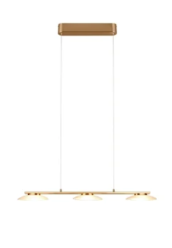 LED Pendelleuchte Metall Glas Messing 3-flammig 102 cm