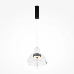 LED Pendelleuchte Metall Glas H: max. 348 cm Schwarz