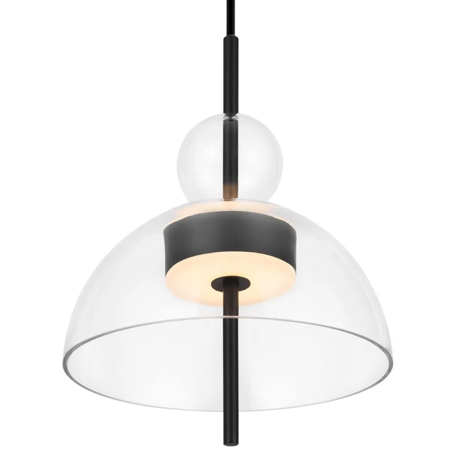 LED Pendelleuchte Metall Glas H: max. 348 cm Schwarz