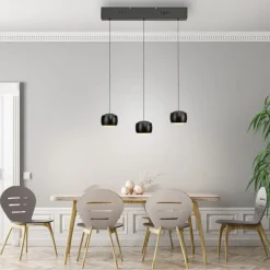 LED Pendelleuchte Metall warmweiß 60 cm 800 lm Schwarz