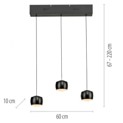 LED Pendelleuchte Metall warmweiß 60 cm 800 lm Schwarz