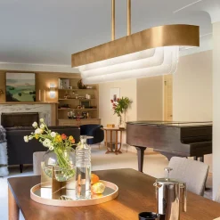 LED Pendelleuchte Metall Glas L: 92,5 cm in Messing