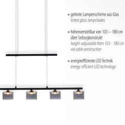 LED Pendelleuchte Rauchglas blendarm 80 cm lang 20 W