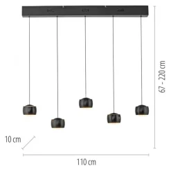 LED Pendelleuchte Schwarz Metall warmweiß 3000 K 110 cm