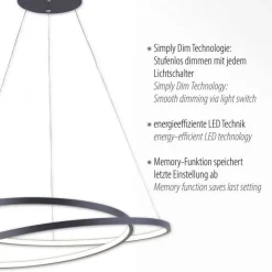 LED Pendelleuchte Schwarz B:55 cm 4000 lm dimmbar