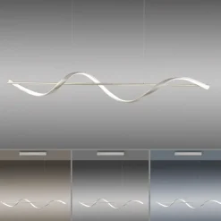 LED Pendelleuchte Silber Fernbedienung 121 cm dimmbar