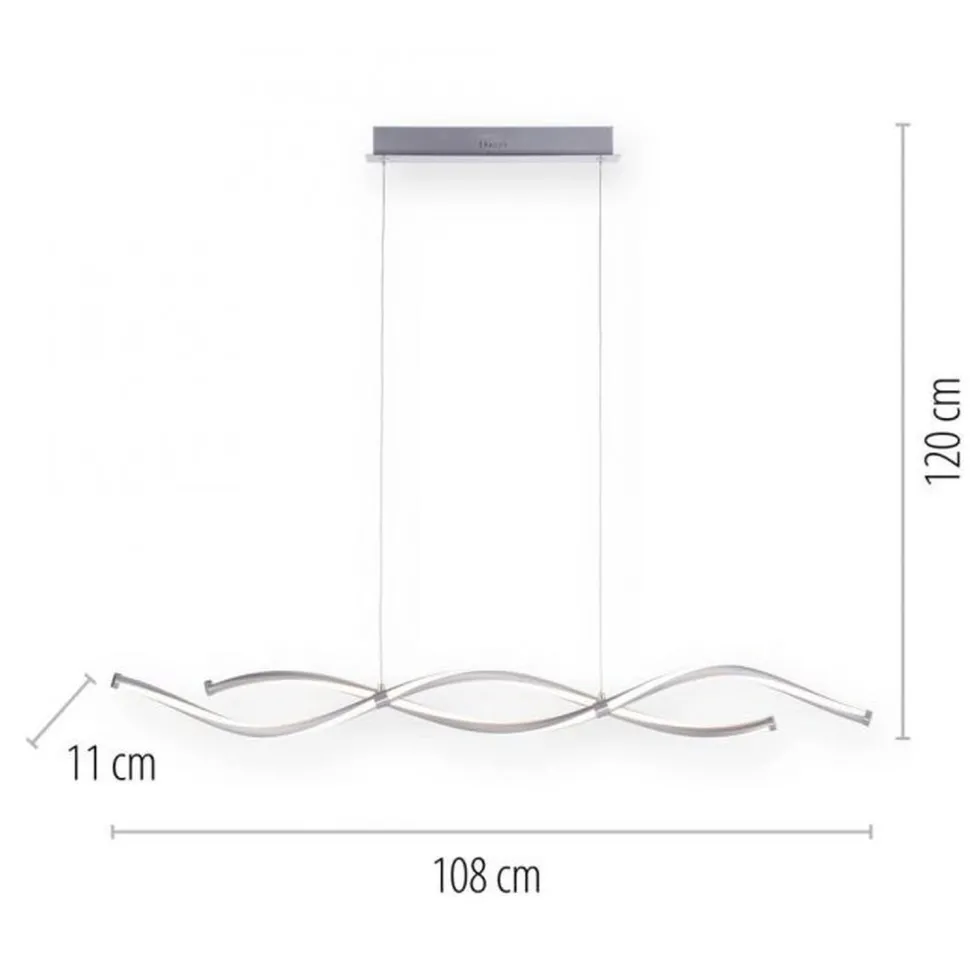LED Pendelleuchte Wellen in Stahl dimmbar 35 W 108 cm