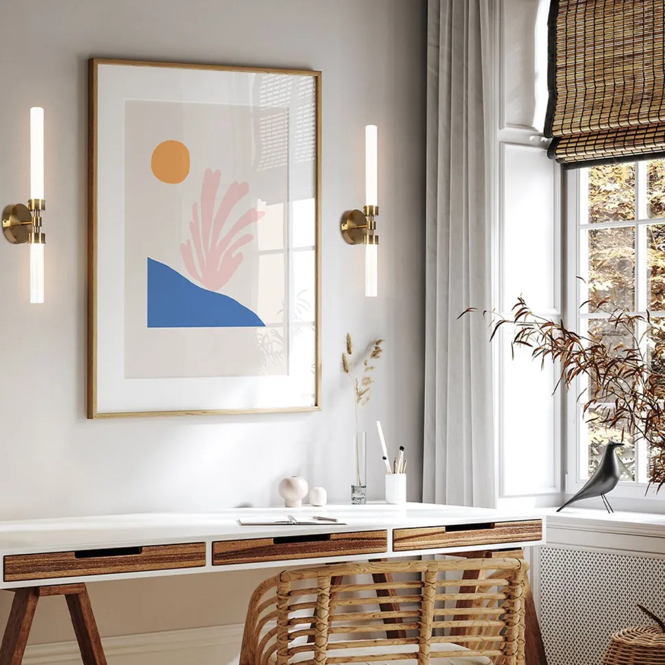 LED Spiegelleuchte Metall Glas H: 56,6 cm in Messing