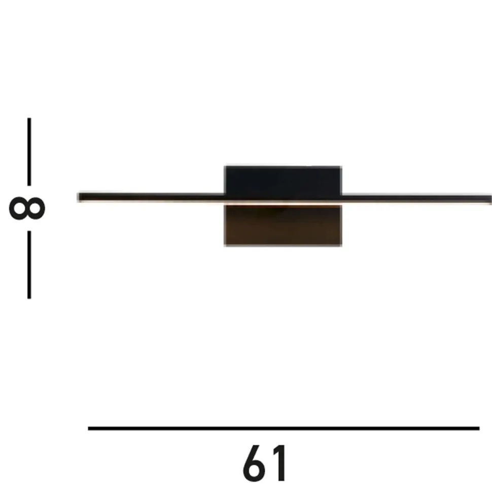 LED Spiegelleuchte Schwarz Metall B:61 cm IP44 10 W