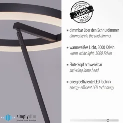 LED Stehlampe Anthrazit dimmbar warmweiß 20 W 215 cm