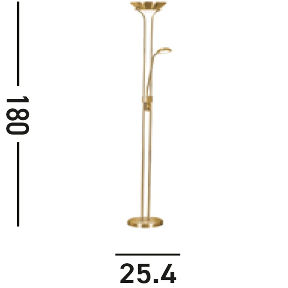 LED Stehlampe mit Dimmer Metall Glas 180 cm in Messing