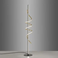 LED Stehleuchte dimmbar 144 cm 3000 lm Schwarz Messing