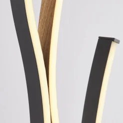 LED Stehleuchte dimmbar Wellen Schwarz Natur 138,5 cm