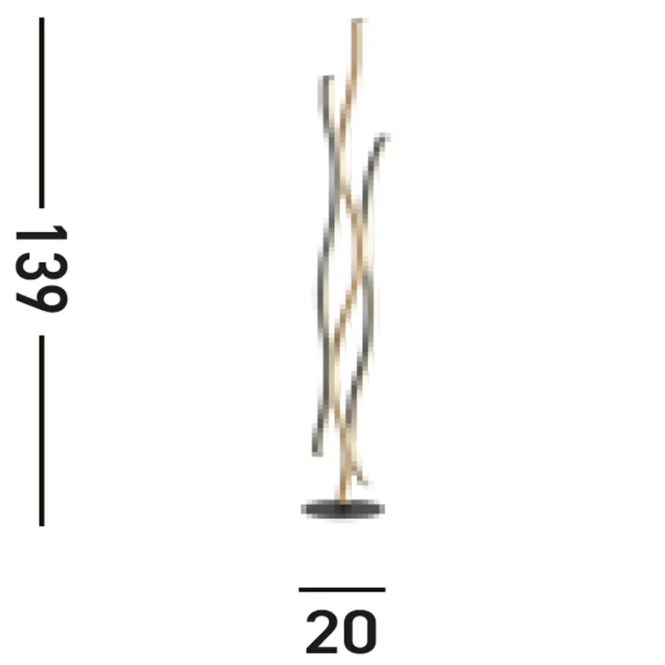 LED Stehleuchte dimmbar Wellen Schwarz Natur 138,5 cm