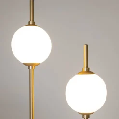 LED Stehleuchte Metall Glas 150 cm hoch in Messing Weiß