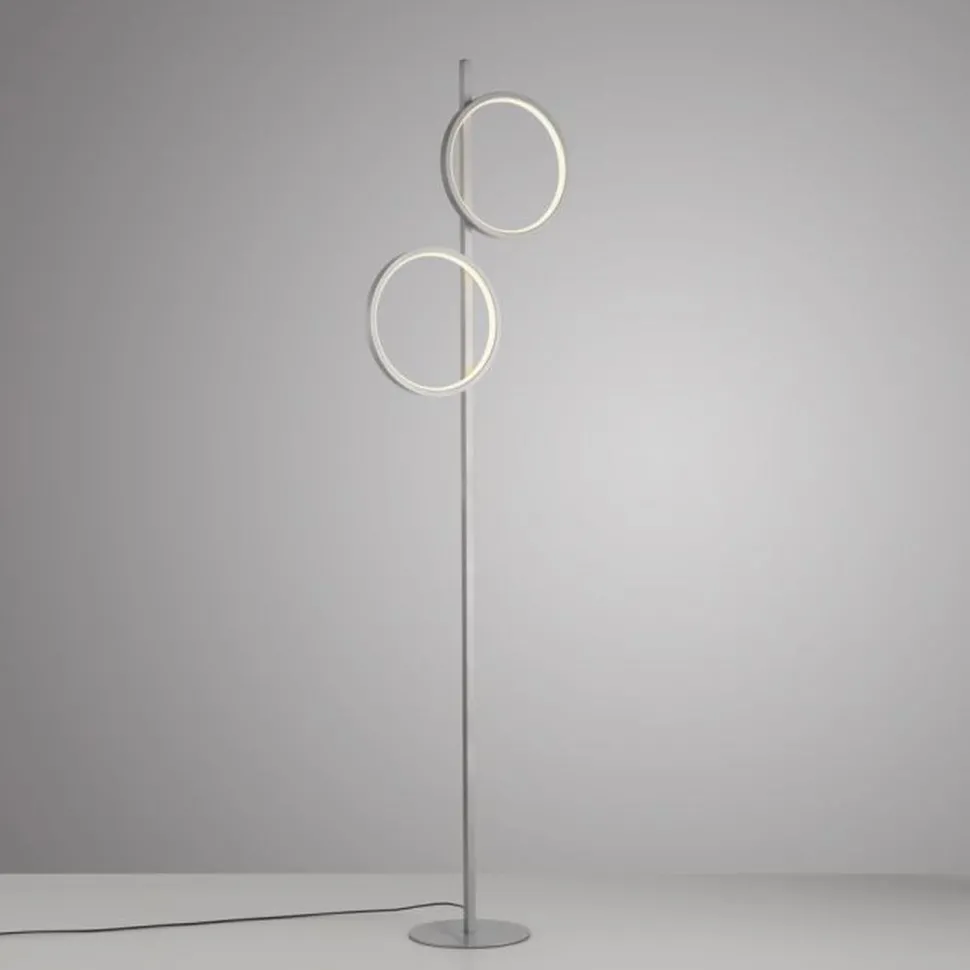 LED Stehleuchte Silber Metall Ringe 151 cm 1290 lm 10 W