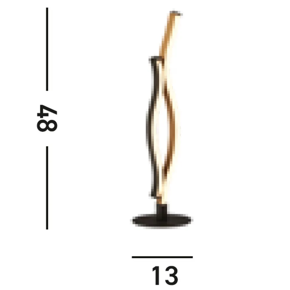 LED Tischlampe dimmbar Schwarz Natur 48 cm Wellen