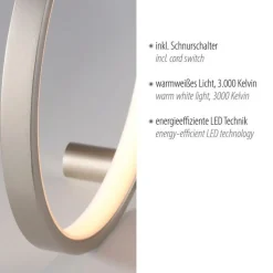 LED Tischlampe Silber Metall Ring H:25,5 cm 3000 K 10 W