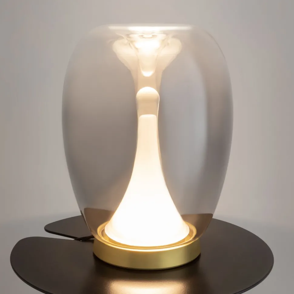 LED Tischleuchte Aluminium Rauchglas D: 20 cm 27,2 cm