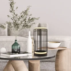 LED Tischleuchte Schwarz Weiß 33 cm Ø 16 cm Metall 3000 K