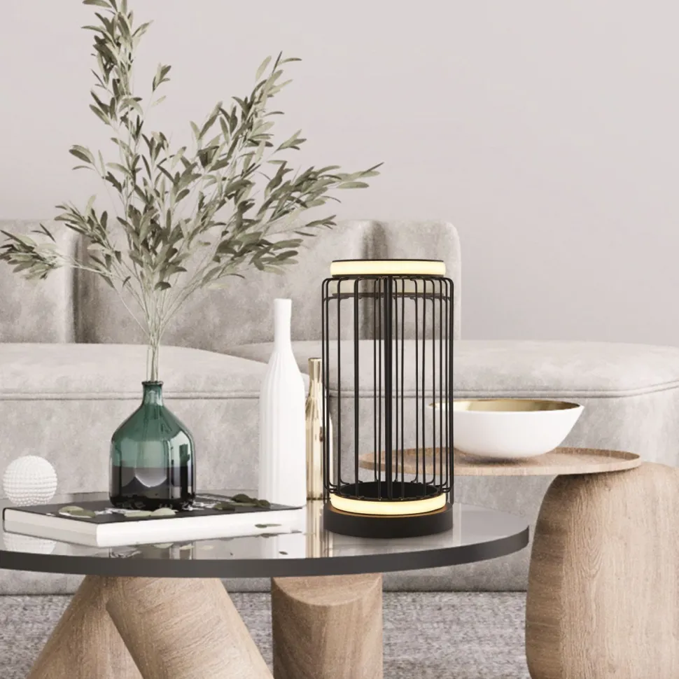 LED Tischleuchte Schwarz Weiß 33 cm Ø 16 cm Metall 3000 K