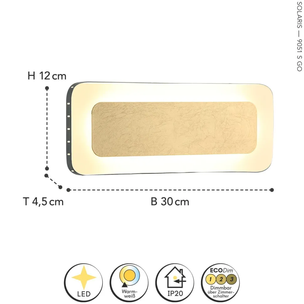 LED Wandlampe Aluminium Gold Schwarz 3000 K B:30 cm