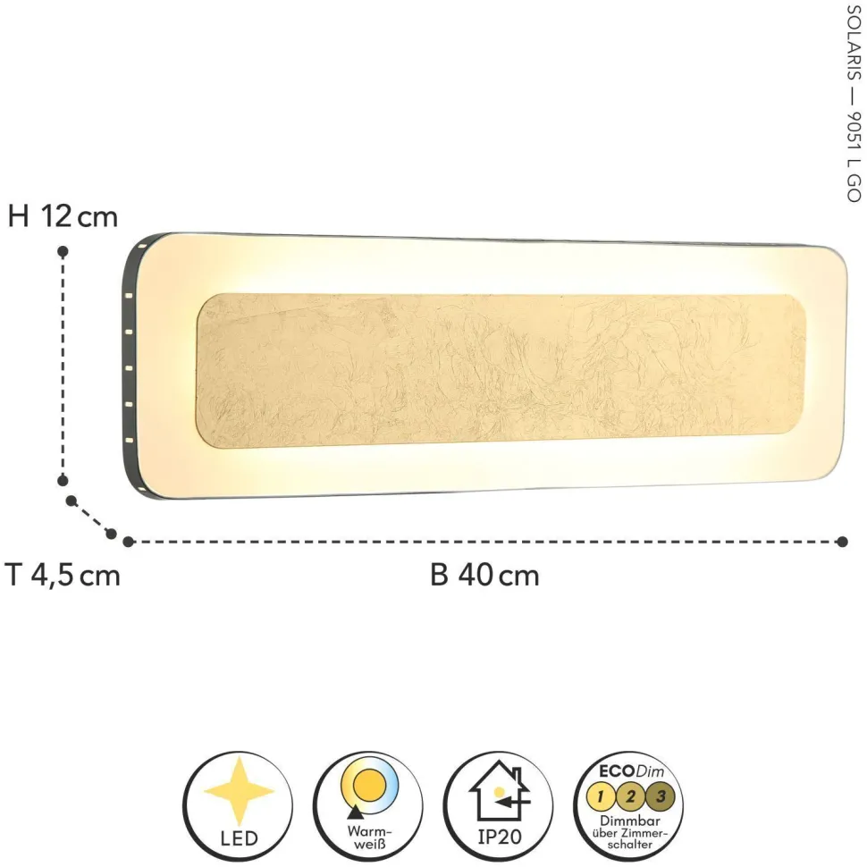 LED Wandlampe Aluminium Gold Schwarz 3000 K B:40 cm