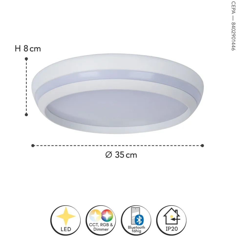 LED Wandlampe Aluminium Weiß RGB Bluetooth Ø35 cm