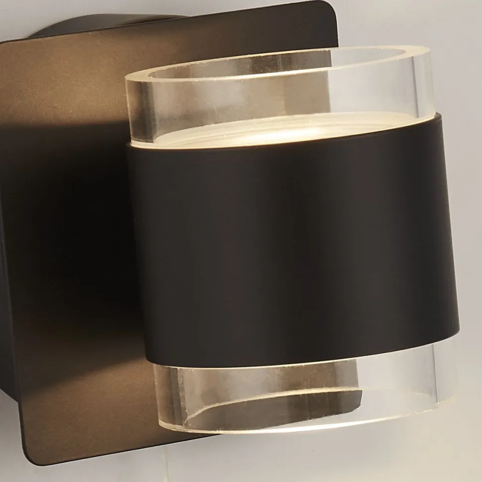 LED Wandlampe Bad Up Down Schalter IP44 Schwarz Klar 3000 K